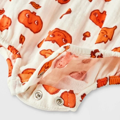 Baby Autumn Gauze Short Sleeve Romper - Cat & Jack™ Cream 3 Baby Autumn Gauze Short Sleeve Romper - Cat & Jack™ Cream - Image 3