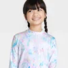 Girls' Tunic Tie-Dye Long Sleeve Rash Guard Swimsuit Top - Cat & Jack™️ White