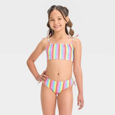 Girls' Rainbow Striped Bikini Set - Cat & Jack™ 3 Girls' Rainbow Striped Bikini Set - Cat & Jack™ - Image 3