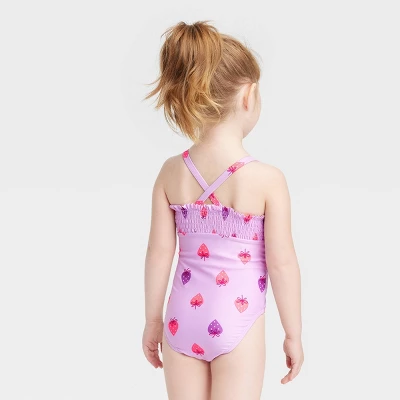 Toddler Girls' Strawberry One Piece Swimsuit - Cat & Jack™ Purple 2 Toddler Girls' Strawberry One Piece Swimsuit - Cat & Jack™ Purple - Image 2