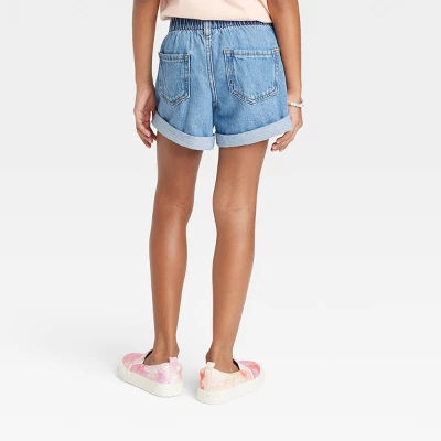 Girls' High-Rise Paper Bag Jean Shorts - Cat & Jack™ 1 Girls' High-Rise Paper Bag Jean Shorts - Cat & Jack™
