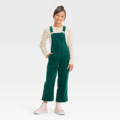 Girls' Corduroy Wide Leg Overalls - Cat & Jack™ Forest Green 3 Girls' Corduroy Wide Leg Overalls - Cat & Jack™ Forest Green - Image 3