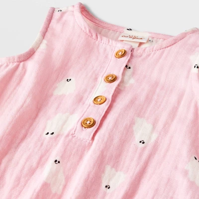 Baby Girls' Ghost Gauze Sleeveless Romper - Cat & Jack™ Light Pink 2 Baby Girls' Ghost Gauze Sleeveless Romper - Cat & Jack™ Light Pink - Image 2
