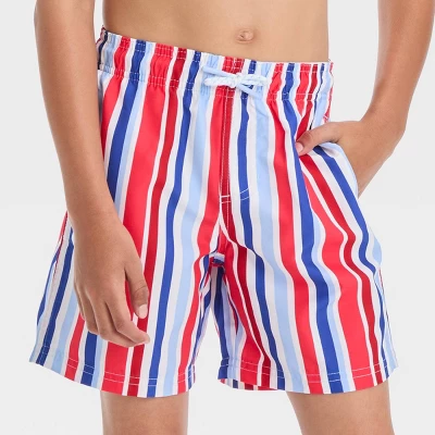 Boys' Multi Striped Swim Shorts - Cat & Jack™ Blue 1 Boys' Multi Striped Swim Shorts - Cat & Jack™ Blue