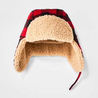 Toddler Boys' Plaid Trapper Hat - Cat & Jack™ Red 3 Toddler Boys' Plaid Trapper Hat - Cat & Jack™ Red - Image 3