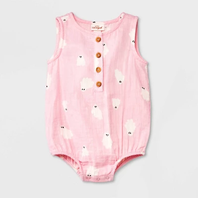 Baby Girls' Ghost Gauze Sleeveless Romper - Cat & Jack™ Light Pink 4 Baby Girls' Ghost Gauze Sleeveless Romper - Cat & Jack™ Light Pink - Image 4
