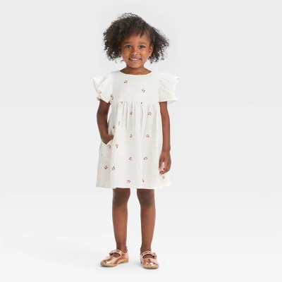 Toddler Girls' Embroidered Dress - Cat & Jack™ Cream 2 Toddler Girls' Embroidered Dress - Cat & Jack™ Cream - Image 2