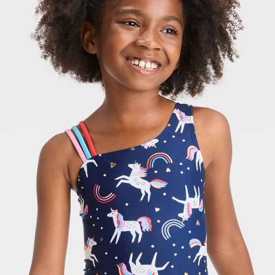 Girls' Unicorn Star One Piece Swimsuit - Cat & Jack™ 1 Girls' Unicorn Star One Piece Swimsuit - Cat & Jack™