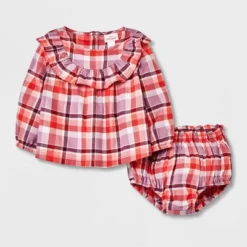 Baby Girls' Ruffle Plaid Top & Bottom Set - Cat & Jack™ Orange -CAT & JACK Shop GUEST ade674e8 aa3a 4335 968e b5c29cc08088