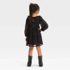 Toddler Girls' Dots Dress - Cat & Jack™ Black