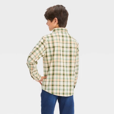 Boys' Long Sleeve Plaid Button-Down Shirt - Cat & Jack™ 1 Boys' Long Sleeve Plaid Button-Down Shirt - Cat & Jack™