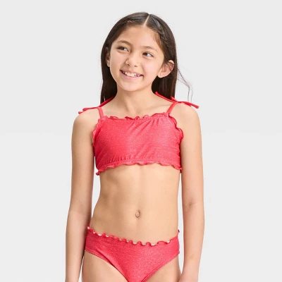 Girls' Sparkle & Shine Bikini Set - Cat & Jack™ Red 3 Girls' Sparkle & Shine Bikini Set - Cat & Jack™ Red - Image 3
