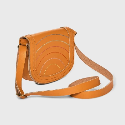 Girls' Rainbow Saddle Crossbody Bag - Cat & Jack™ Brown 1 Girls' Rainbow Saddle Crossbody Bag - Cat & Jack™ Brown