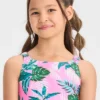 Girls' 'Summer Palms' Tankini Swimwear Set - Cat & Jack™ Green