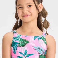 Girls' 'Summer Palms' Tankini Swimwear Set - Cat & Jack™ Green