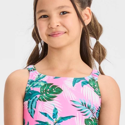 Girls' 'Summer Palms' Tankini Swimwear Set - Cat & Jack™ Green 1 Girls' 'Summer Palms' Tankini Swimwear Set - Cat & Jack™ Green
