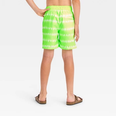 Boys' Striped Swim Shorts - Cat & Jack™ Lime Green 2 Boys' Striped Swim Shorts - Cat & Jack™ Lime Green - Image 2