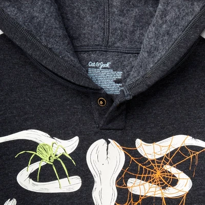 Kids' Adaptive Halloween Fleece Pullover Hoodie Sweatshirt - Cat & Jack™ Black 2 Kids' Adaptive Halloween Fleece Pullover Hoodie Sweatshirt - Cat & Jack™ Black - Image 2