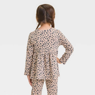 Toddler Girls' Ribbed Leopard Shirt - Cat & Jack™ Beige 1 Toddler Girls' Ribbed Leopard Shirt - Cat & Jack™ Beige