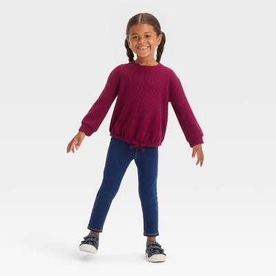 Toddler Girls' Waffle Shirt - Cat & Jack™ 2 Toddler Girls' Waffle Shirt - Cat & Jack™ - Image 2