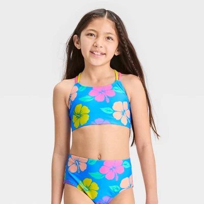 Girls' 3pc 'Happy Hibiscus' Cropped Rash Guard Swimwear Set - Cat & Jack™ 1 Girls' 3pc 'Happy Hibiscus' Cropped Rash Guard Swimwear Set - Cat & Jack™