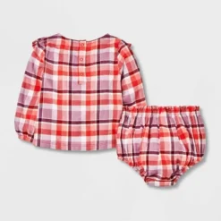 Baby Girls' Ruffle Plaid Top & Bottom Set - Cat & Jack™ Orange