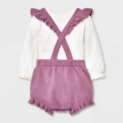 Baby Girls' Blackberry Sweater Romper Set - Cat & Jack™ Light Purple
