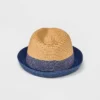 Boys' Straw Fedora Hat - Cat & Jack™ Navy Blue