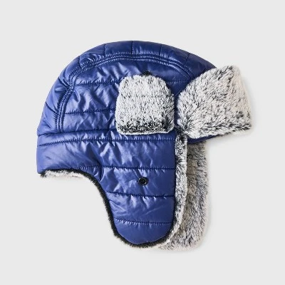 Boys' Faux Fur Trapper Hat - Cat & Jack™ Navy Blue 1 Boys' Faux Fur Trapper Hat - Cat & Jack™ Navy Blue