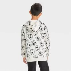 Boys' Skull Printed Halloween Zip-Up Sweatshirt - Cat & Jack⢠Cream