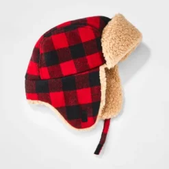 Toddler Boys' Plaid Trapper Hat - Cat & Jack™ Red