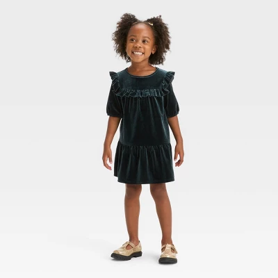 Toddler Girls' A-Line Short Sleeve Dress - Cat & Jack™ Black 2 Toddler Girls' A-Line Short Sleeve Dress - Cat & Jack™ Black - Image 2