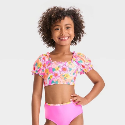 Girls' Daisy Swirls Bikini Set - Cat & Jack™ Pink 3 Girls' Daisy Swirls Bikini Set - Cat & Jack™ Pink - Image 3