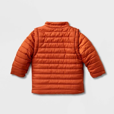 Toddler Adaptive Puffer Jacket - Cat & Jack™ Orange 1 Toddler Adaptive Puffer Jacket - Cat & Jack™ Orange