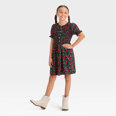 Girls' Short Sleeve Woven Dress - Cat & Jack™ 2 Girls' Short Sleeve Woven Dress - Cat & Jack™ - Image 2