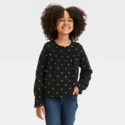 Girls' Long Sleeve Gold Foil Bow Woven Shirt - Cat & Jack™ Black 5 Girls' Long Sleeve Gold Foil Bow Woven Shirt - Cat & Jack™ Black -CAT & JACK Shop GUEST e46cd42b 89be 47cd ad78 8b2c1e1a446b