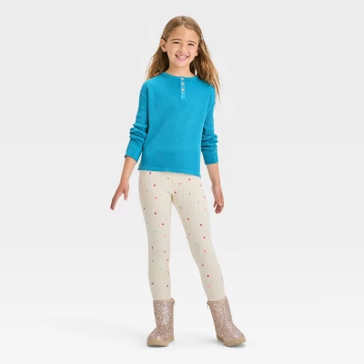 Girls' Long Sleeve Waffle Henley Shirt - Cat & Jack™ 2 Girls' Long Sleeve Waffle Henley Shirt - Cat & Jack™ - Image 2