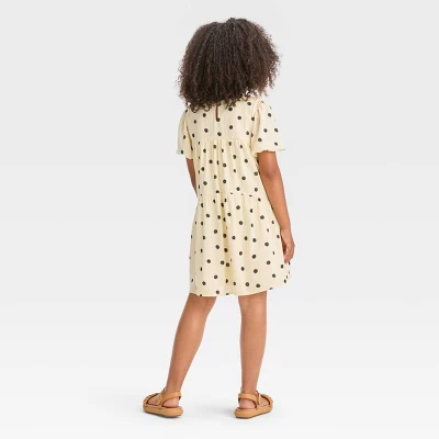 Girls' Short Sleeve Woven Dress - Cat & Jack™ Ivory Dot 1 Girls' Short Sleeve Woven Dress - Cat & Jack™ Ivory Dot