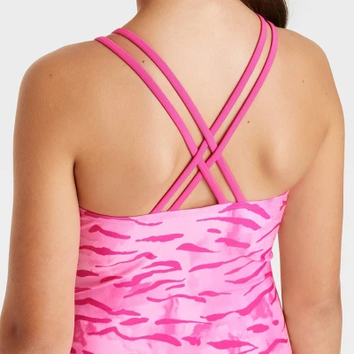 Girls' Tiger Tie-Dye One Piece Rash Guard - Cat & Jack™ Pink 1 Girls' Tiger Tie-Dye One Piece Rash Guard - Cat & Jack™ Pink
