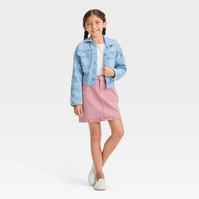 Girls' High-Rise Classic Jean Skirt - Cat & Jack™ Pink 2 Girls' High-Rise Classic Jean Skirt - Cat & Jack™ Pink - Image 2