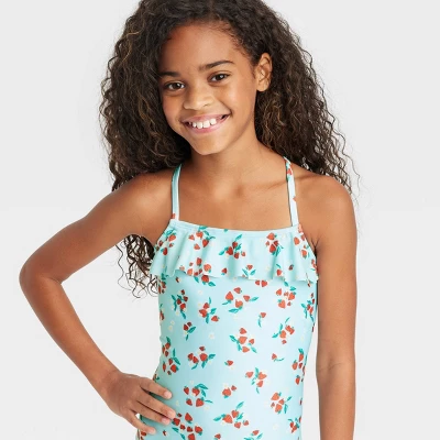 Girls' Sweet Strawberries One Piece Swimsuit - Cat & Jack™ 1 Girls' Sweet Strawberries One Piece Swimsuit - Cat & Jack™