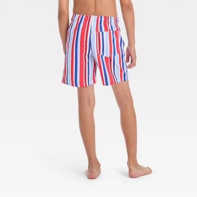 Boys' Multi Striped Swim Shorts - Cat & Jack™ Blue 2 Boys' Multi Striped Swim Shorts - Cat & Jack™ Blue - Image 2