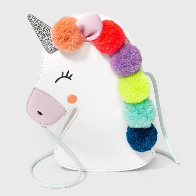 Kids' Pom Pom Unicorn Crossbody Bag - Cat & Jack™ White 1 Kids' Pom Pom Unicorn Crossbody Bag - Cat & Jack™ White