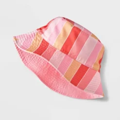 Girls' Reversible Striped Bucket Hat - Cat & Jack™ Pink