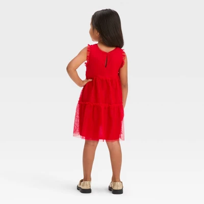Toddler Girls' Sequin Dress - Cat & Jack™ Red 1 Toddler Girls' Sequin Dress - Cat & Jack™ Red