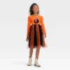 Girls' Adaptive Long Sleeve Sequin Halloween Tulle Dress - Cat & Jack™ Orange
