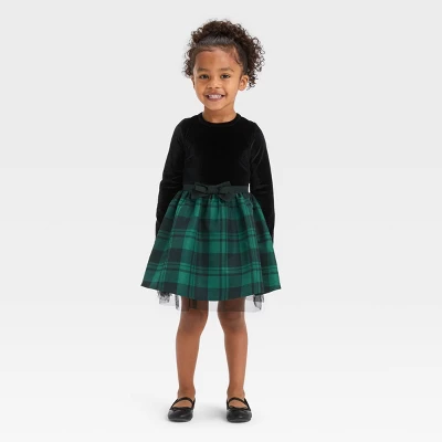 Toddler Girls' Checkered Dress - Cat & Jack™ Green 3 Toddler Girls' Checkered Dress - Cat & Jack™ Green - Image 3