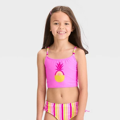Girls' 'Pineapple Paradise' Midkini Swimwear Set - Cat & Jack™ Pink/Yellow 3 Girls' 'Pineapple Paradise' Midkini Swimwear Set - Cat & Jack™ Pink/Yellow - Image 3