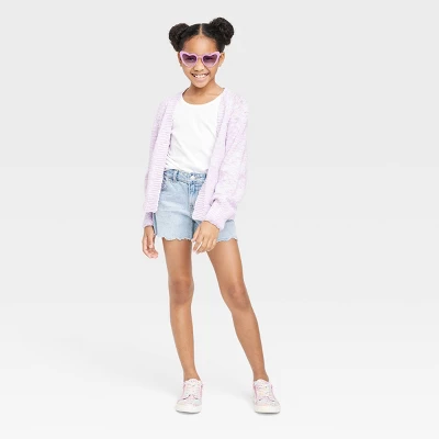 Girls' Embroidered Jean Shorts - Cat & Jack™ Light Wash 2 Girls' Embroidered Jean Shorts - Cat & Jack™ Light Wash - Image 2